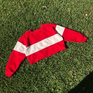 Reformation red striped knit pullover sweater